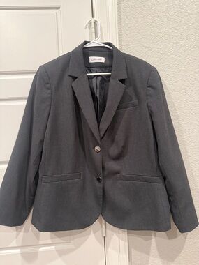 Calvin Klein Women's Charcoal Gray Two-Button Blazer